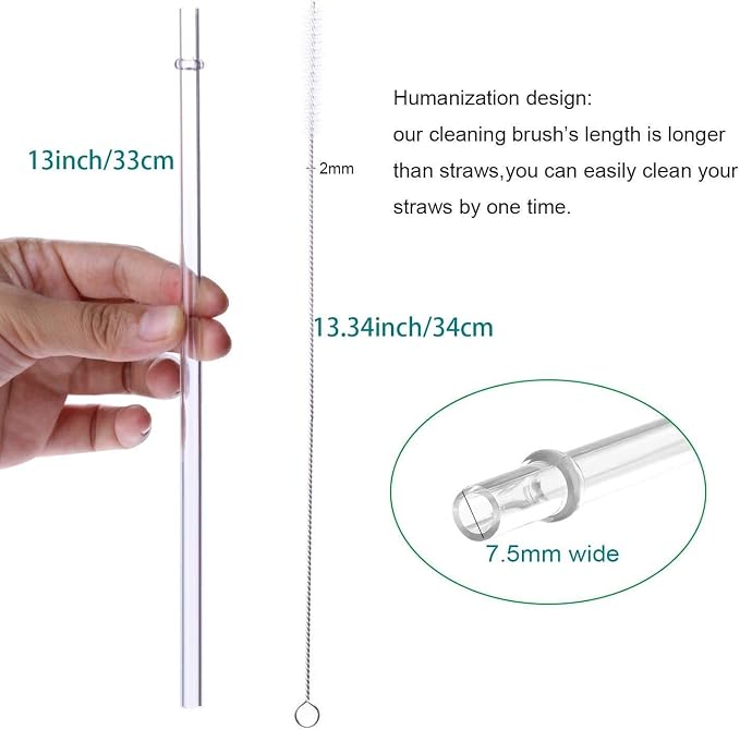 Dakoufish 13" Long Reusable Plastic Replacement Drinking Straws - Image 2