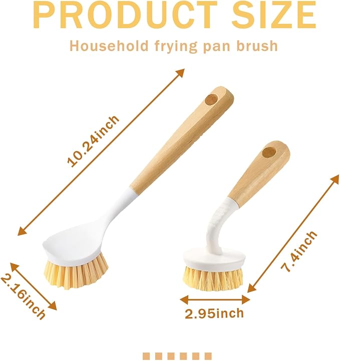 Dish Brush with Handle, Long and Short Handle Kitchen Scrub Brushes with Tough - Image 2