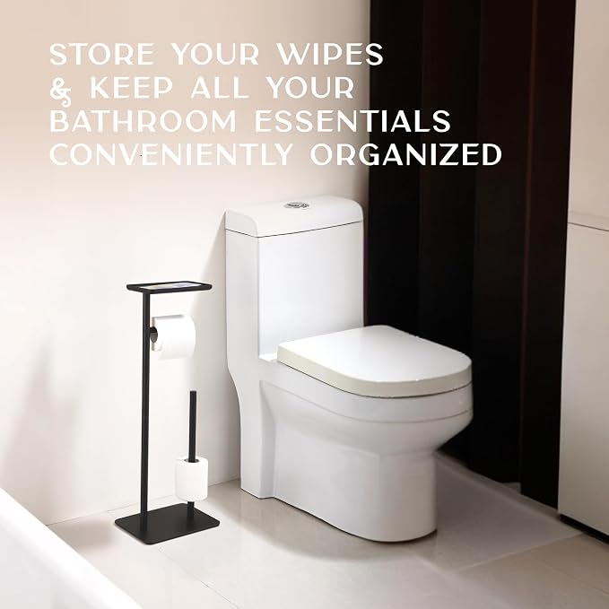 Day Moon™ Matte Black Toilet Paper Holder Free Standing Toilet Paper Holder - Image 7