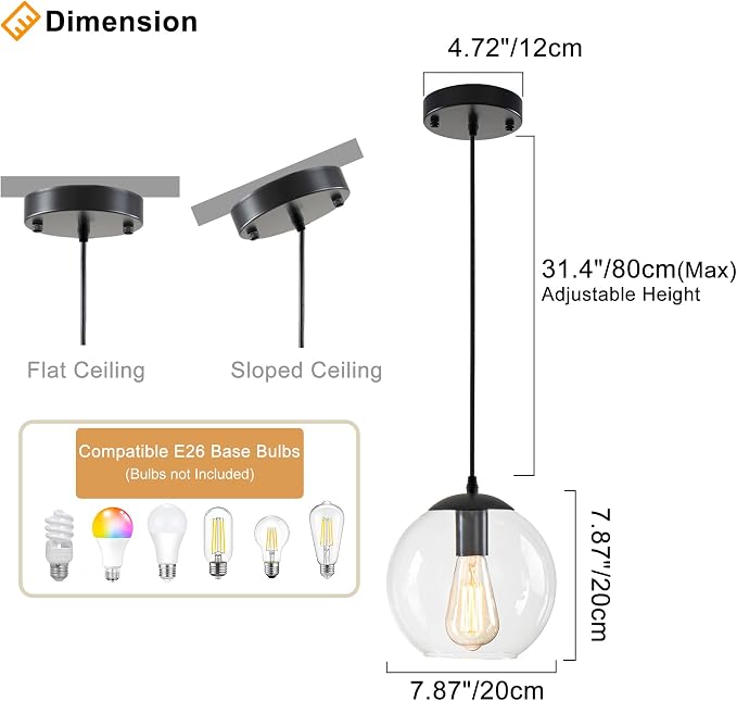 Globe Pendant Light, Modern Hanging Lighting Fixture, Classic Cluster Chandelier - Image 3