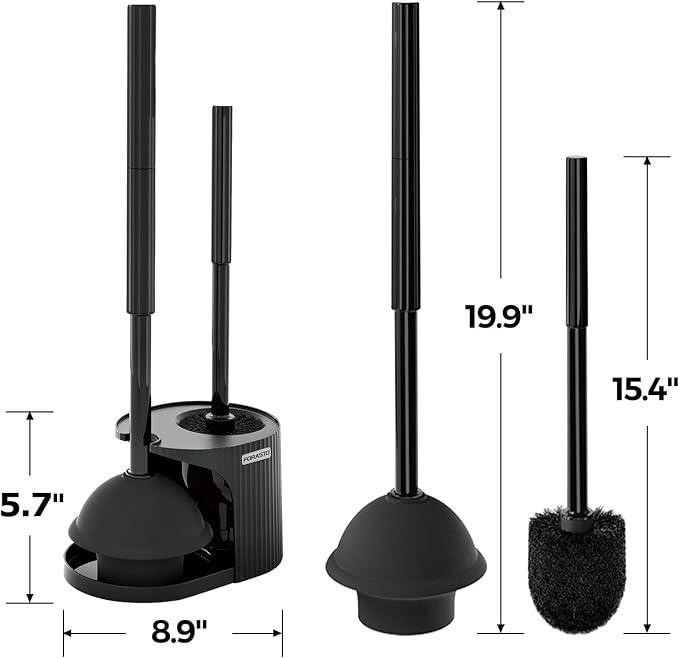 2Pack 2 in 1 Toilet Brush and Plunger Set, Extended Handle Plunger, Toilet Bowl - Image 6
