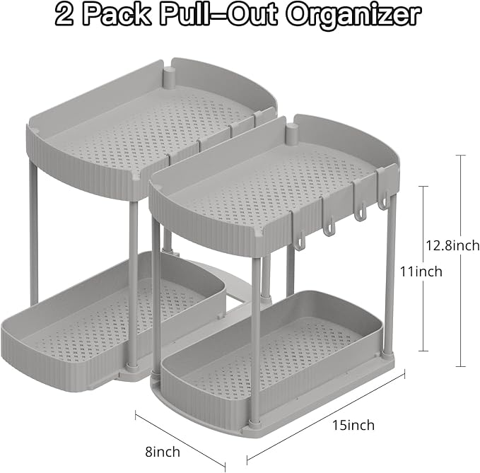 2 Pack Multi-Purpose Pull-Out Storage Organizers, Under Sink Organizers and - Image 2