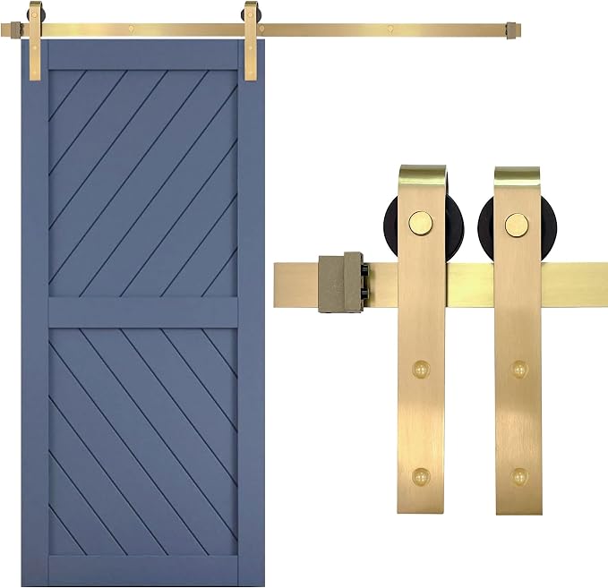 Rio Salto Gold Barn Door Hardware Kit 84" Length 7FT Sliding Door Hardware by RioSalto