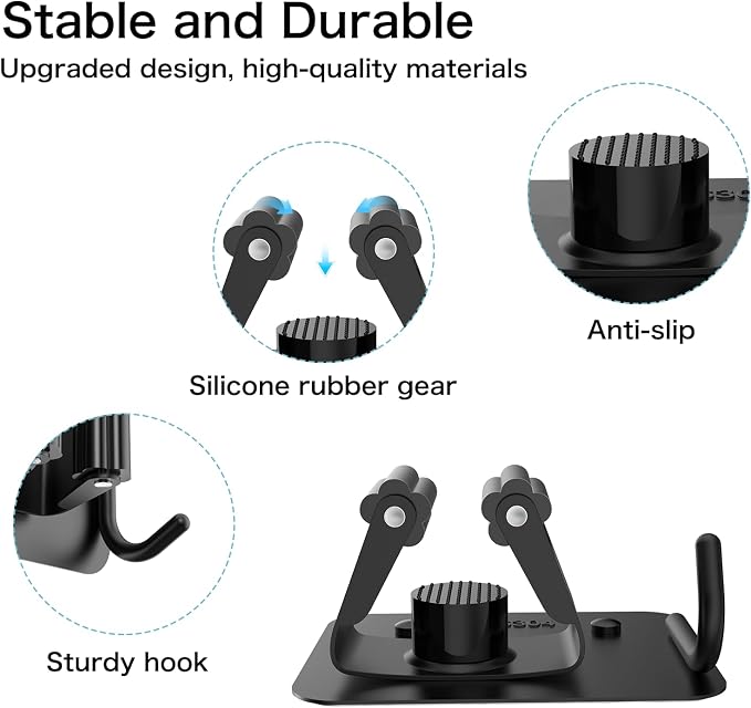 nacena 4 Pack No Drill Self Adhesive Broom Mop Holder Wall Mount - Image 3