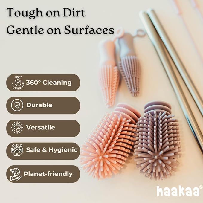 Haakaa Silicone Cleaning Brush Kit – Household Cleaning Brushes - Image 3
