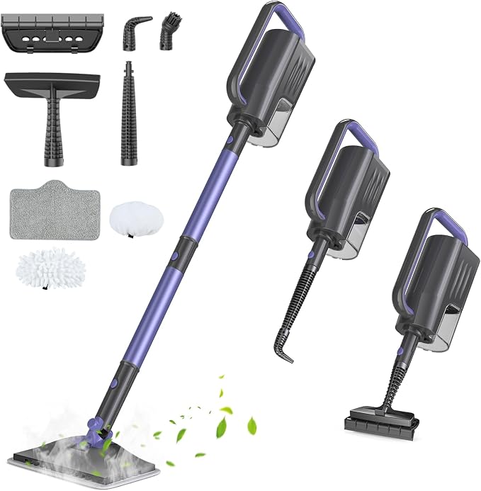 Steam Mop, Steam Cleaner with Large-Capacity Water Tank, 2 Washable Pads by Gatlei