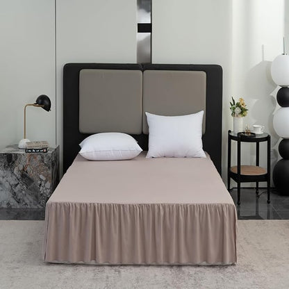 Khaki Bed Skirt Full Size Ruffled Bed Skirt with Split Corners, Full Bed Skirt 18 Inch Drop, Full Size Bed Skirt Khaki for Ruffled Bed Skirt with Split Corners, Bed Skirts Full Size