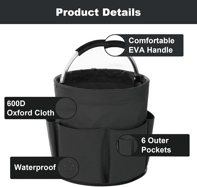 Cleaning Caddy with Handle, Cleaning Products Organiser, 17L Foldable Storage - Image 5