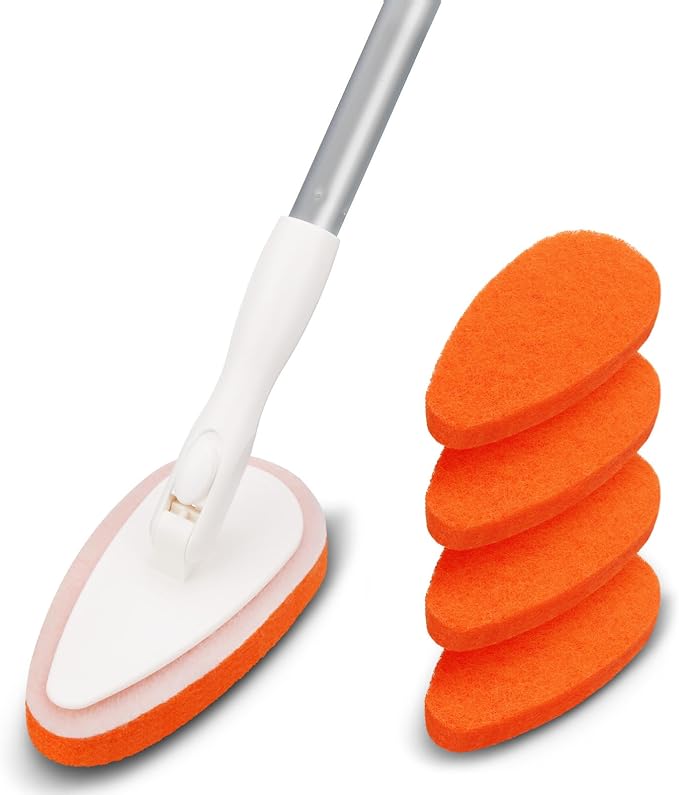 Qaestfy Bathtub Scrubber, Adjustable Long Handled Scrub Brush by Qaestfy