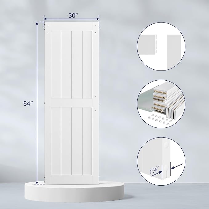 SmartStandard 30 x 84 inch White Sliding MDF Barn Door - Image 3