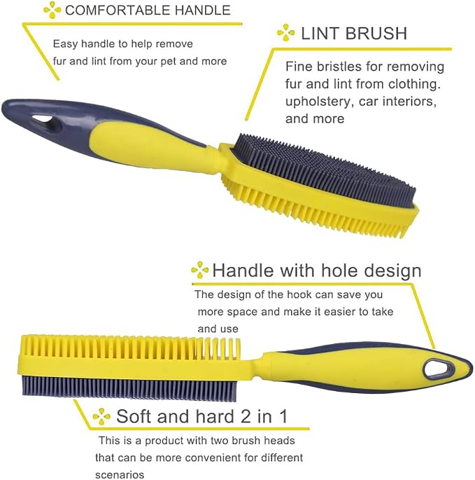 Rubber Pet Hair Removal Brush, Dogs Cats Hair Lint Remover Tool Massage Bath - Image 4