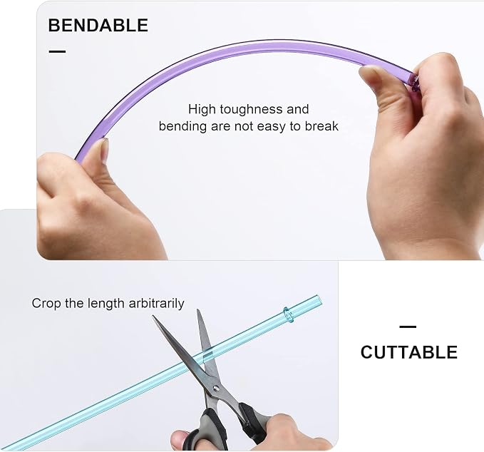 24 PCS, Reusable Straws with 4 Brushes, 10.5" Long Tritan Hard Plastic Straws - Image 7