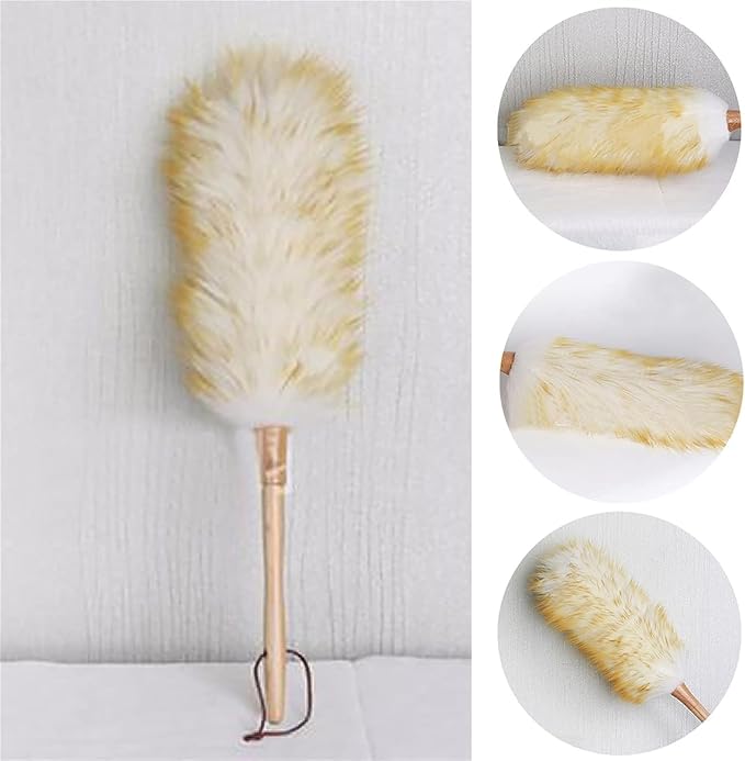 Feather Duster, Cleaning Brush Wood Handle Duster Furniture Dust Sweeping Car - Image 3