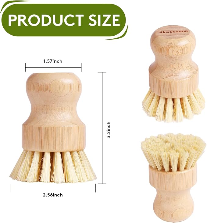 4 Pack Bamboo Dish Brush, Dish Scrubber Brush - Image 5