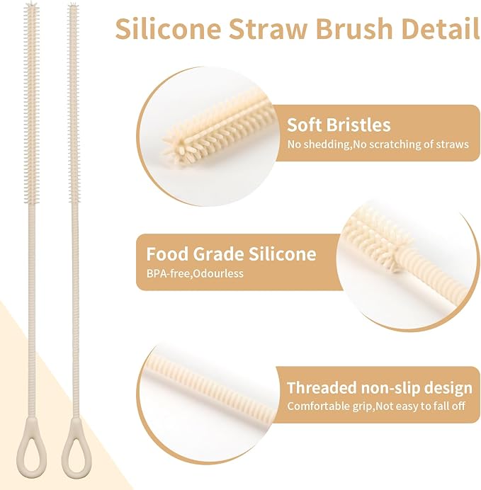 2Pcs Silicone Straw Cleaner Brush, 9.84in Reusable Straw Cleaner - Image 4