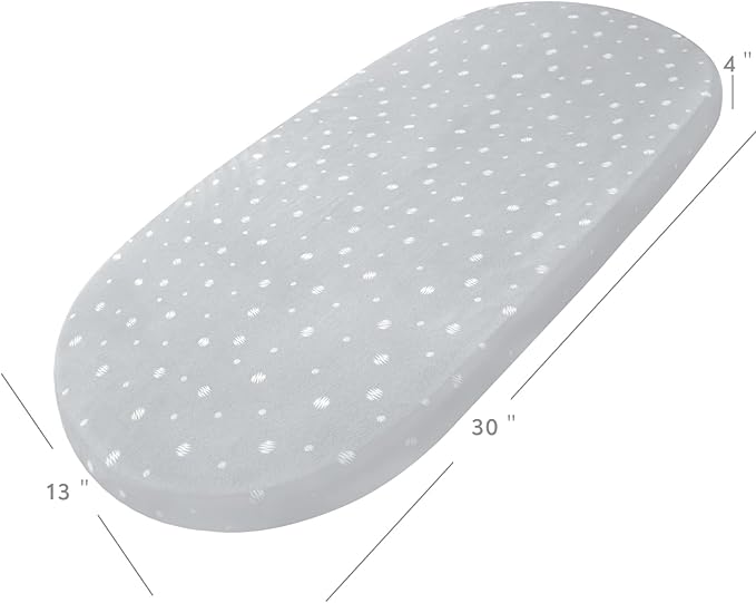 Bassinet Sheets 2 Pack, Fit for SNOO Smart Sleeper, UPPAbaby Bassinet, Chicco LullaGo Anywhere Bassinet and Moses Basket, Baby Boy/Girl, Ultra Soft & Super Stretchy, White & Grey Ball,13" x 30"