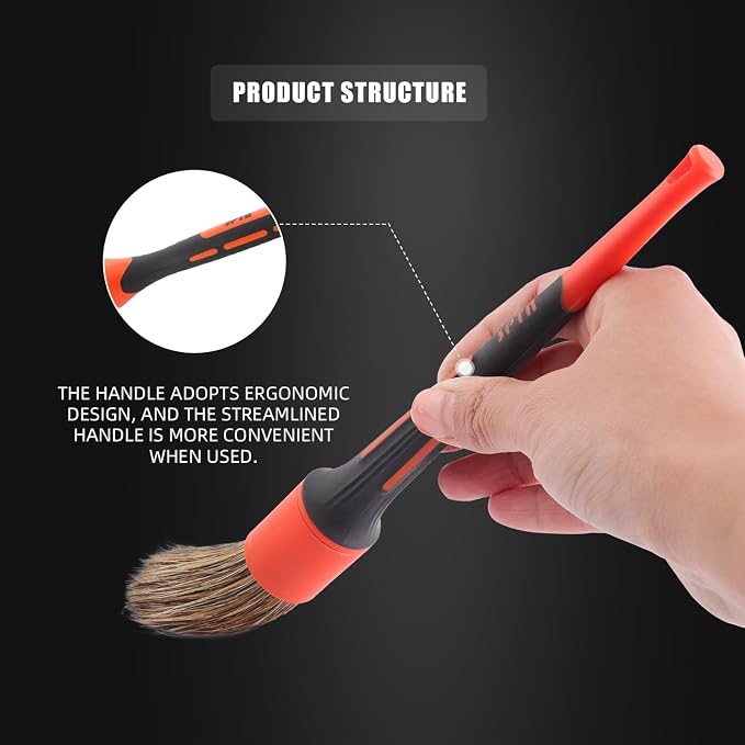 SPTA Car Detailing Brush Set, 5 Pack V2.0 Soft Boar Hair Auto Detail Brush Kit - Image 5