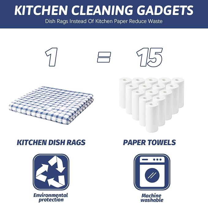 Nialnant 8 Pcs Kitchen Dish Rags, 100% Cotton Soft Absorbent Quick Drying Dish - Image 6
