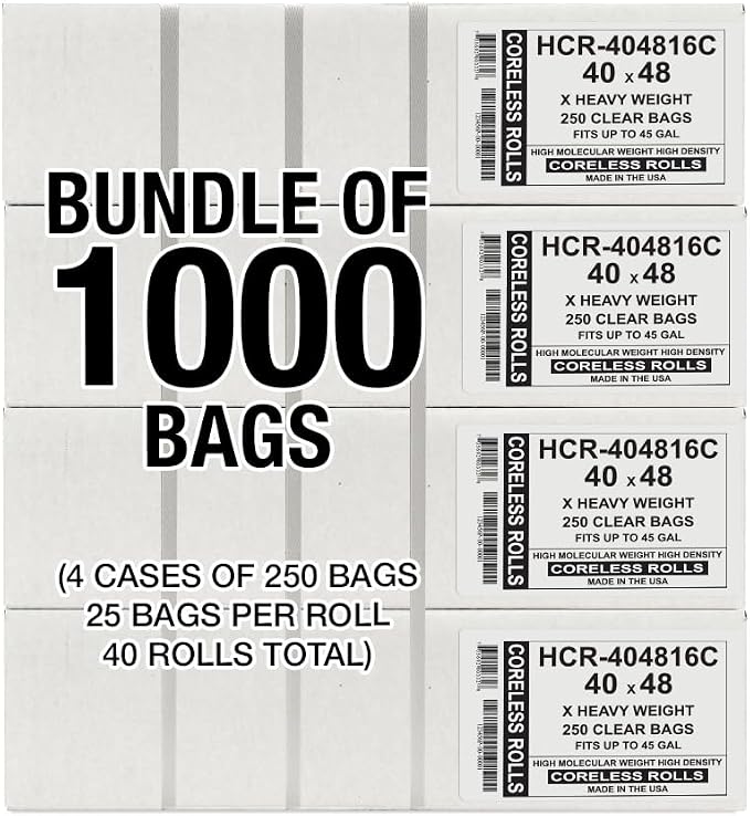Aluf Plastics High Density Trash Bags, 45 Gallon, 16 Micron, - Image 2
