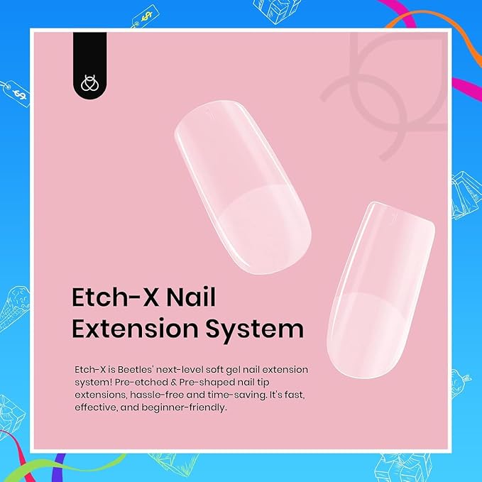 Beetles Gel Nail Tips Etch-X, Square Short, Pre-Etched Half Matte Full Cover - Image 5