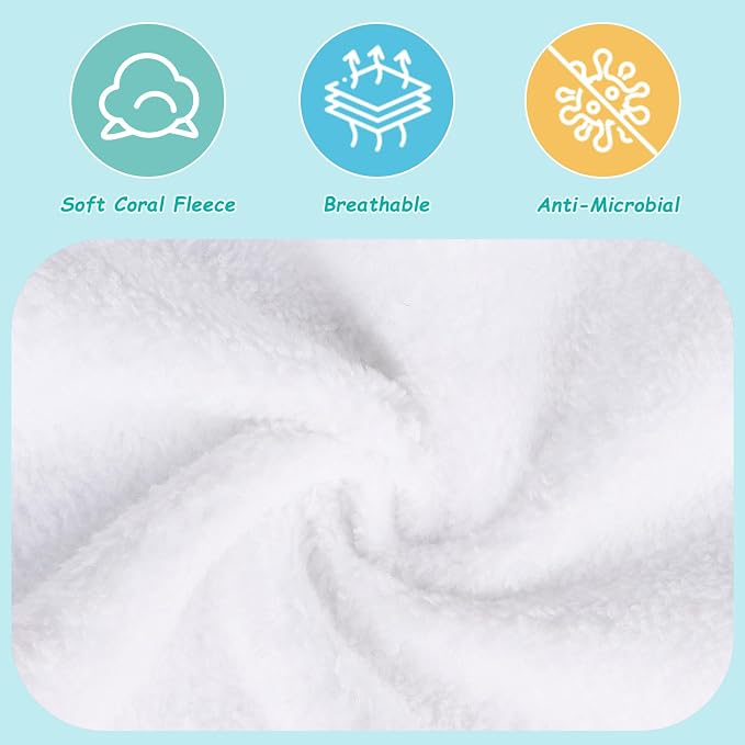 HOMEXCEL Baby Washcloths 12 Pack-Microfiber Coral Fleece Baby Bath Face Towel 7 - Image 3