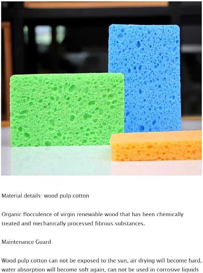 Cellulose Sponges, Heavy Duty Scrub Kitchen Sponge, Compressed Cellulose Sponges - Image 4