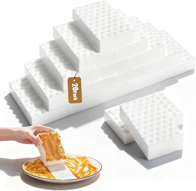 20-Pack Melamine Sponges, Bathroom & Walls, 2X Density Extra Thick & by Unknown