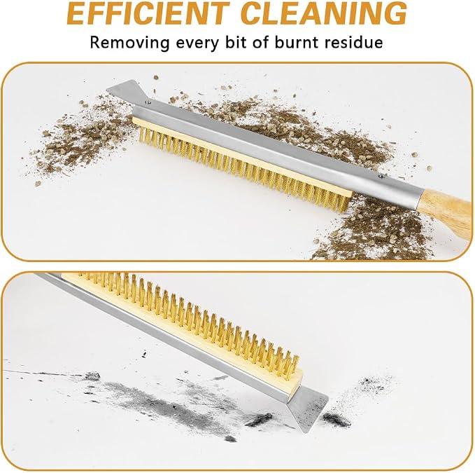 Pizza Oven Brush, BBQ Grill Cleaning Brush Non Scratch Heat Proof Brass Bristles - Image 4