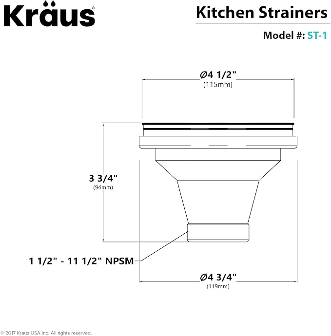 Kraus Kitchen Sink Stainless Steel Drain Assembly - Image 4