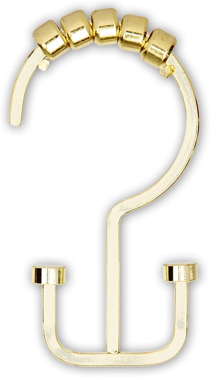 Utopia Alley HK1GD Deco Flat Double Roller Shower Curtain Hooks; Gold - Image 2