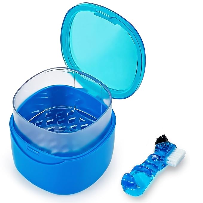 Denture Cleaning Case Dental Retainer Container Soaking Cup by EZEELAI
