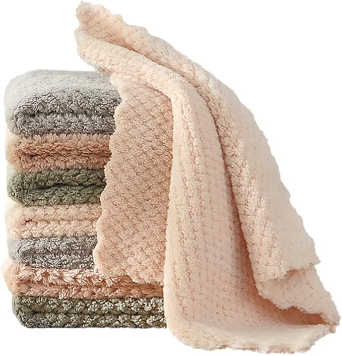 K&janet6am Dish Towels for Kitchen, 8 Pack Premium Coral Velvet Dish Cloths for by K%26janet6am