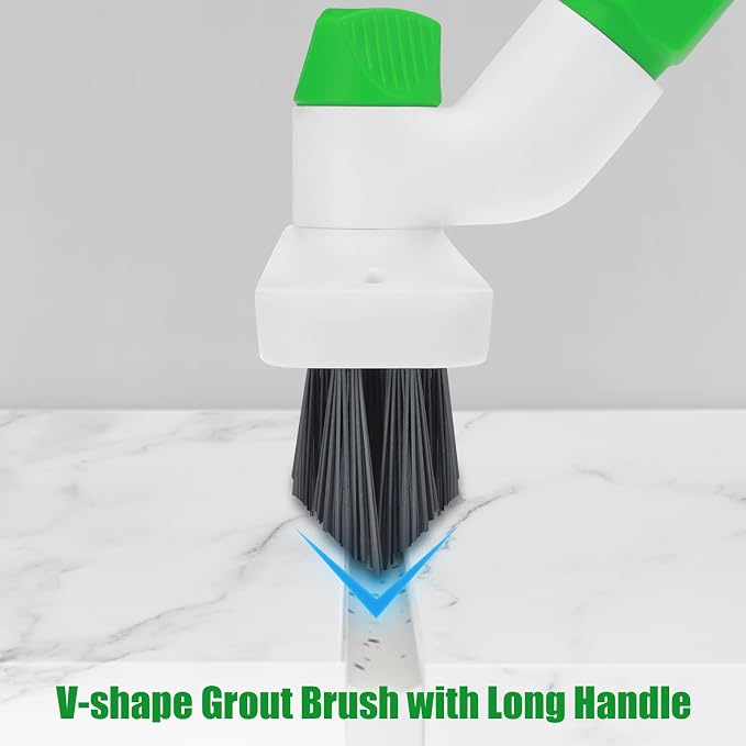 Floor Scrub Brush with Long Handle, 3-in-1 Scrape Scrubber Brush with Squeegee - Image 5