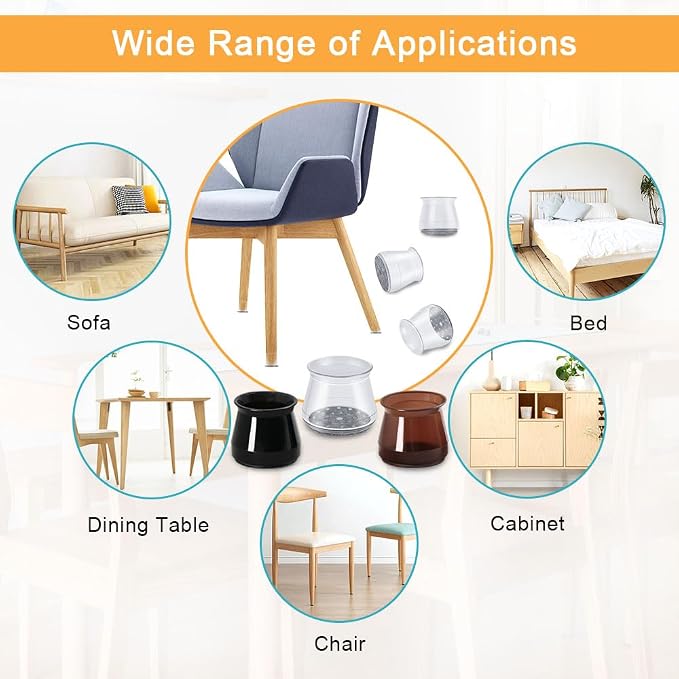 16 Pcs Chair Leg Protectors for Hardwood Floors, Silicone Felt Furniture Leg - Image 5