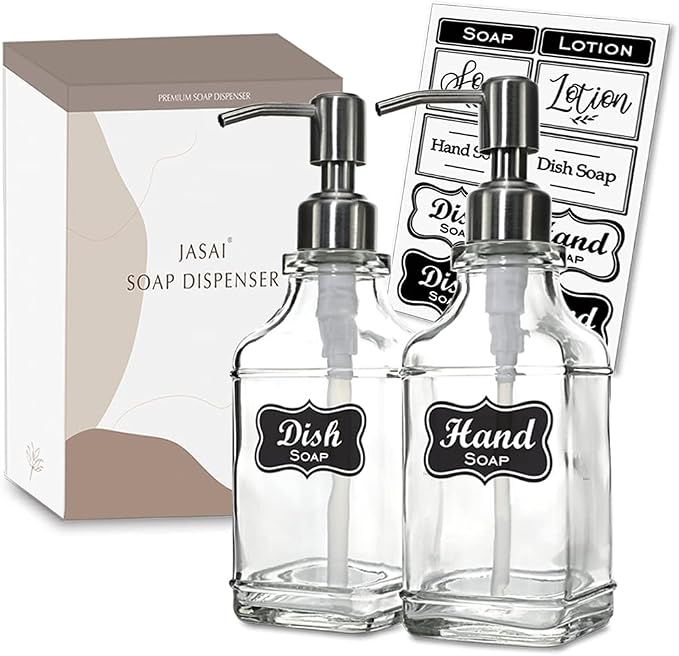 JASAI 2Pack Antique Design Glass Soap Dispenser - Image 8