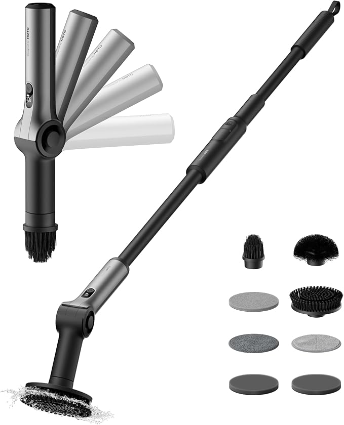 HOTO Flexi™ Cordless Electric Spin Scrubber, Adjustable Angle, Extendable Handle by HOTOTools