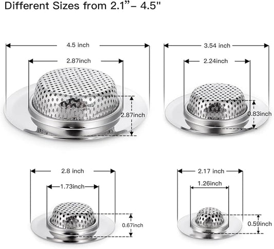 4 Pack Heavy Duty Stainless Steel Kitchen Sink Drain Strainer, Bathroom Hair - Image 2