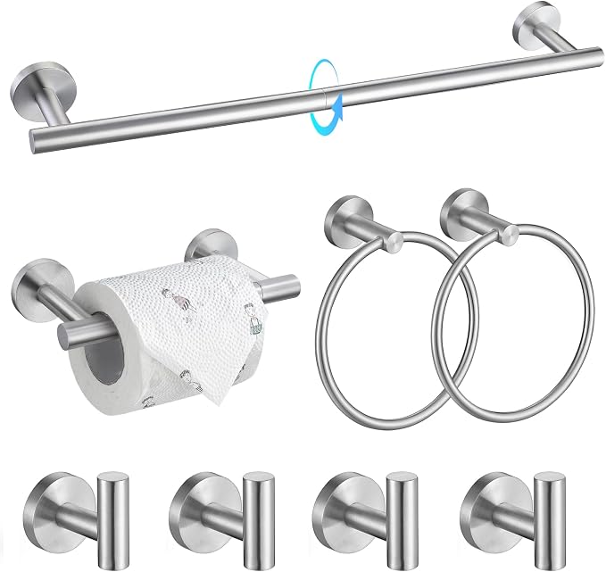 TQKAG 8-Pieces Bathroom Hardware Set Brushed Nickel SUS304 Stainless Steel Bath by TQKAG