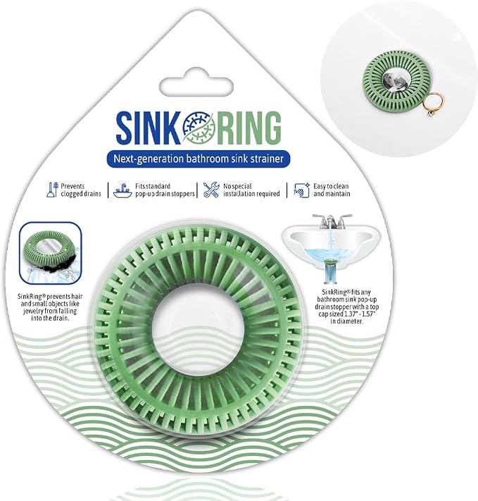 Bathroom Sink Hair Catcher for Pop-Up Drain – SinkRing 1.57" Precision Strainer by SINK+RING