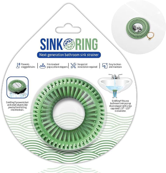 Bathroom Sink Hair Catcher for Pop-Up Drain – SinkRing 1.57" Precision Strainer by SINK+RING