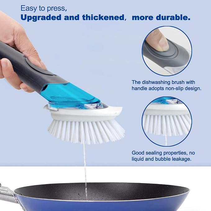 CELOX Dish Brush with Soap Dispenser, Heavy Duty Dishwand Kit, Includes 1 Wand - Image 2