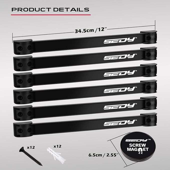 SEDY Magnetic Tool Holder Storage Organizer: 7-Piece Garage Wall Mount Rack - Image 2