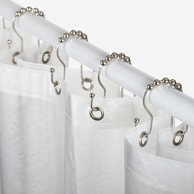 Goowin Shower Curtain Hooks, Stainless Steel Shower Curtain Hangers, Double - Image 6