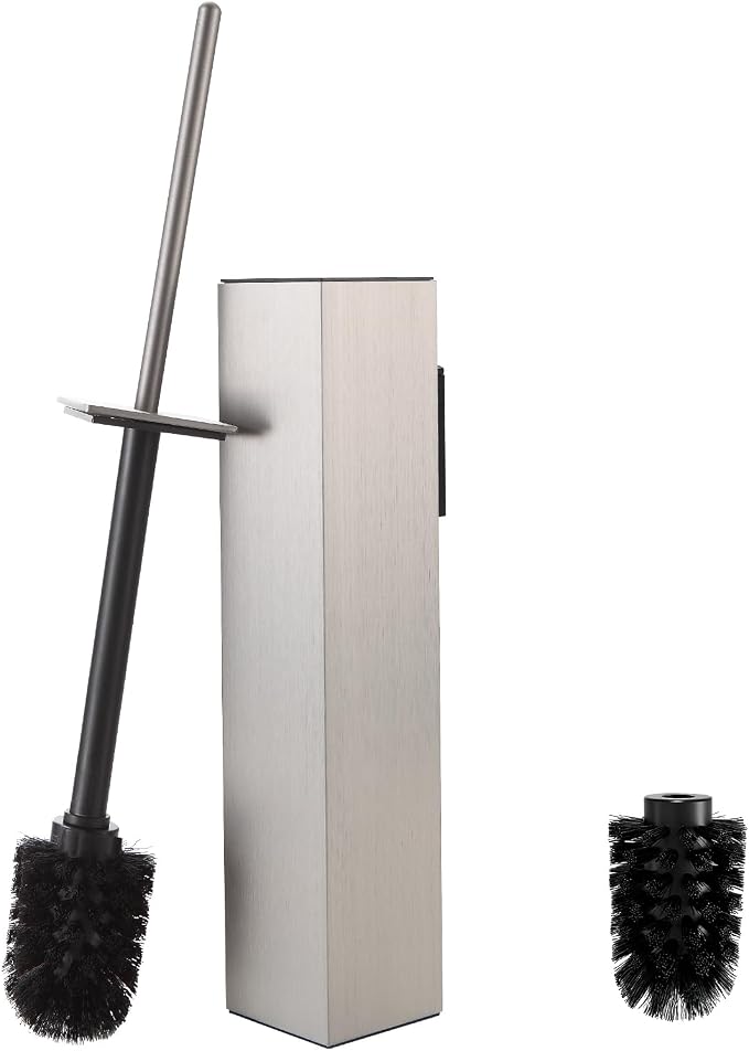 Toilet Brush and Holder Wall Mounted, Brushed Nickel Aluminum by BVLBath
