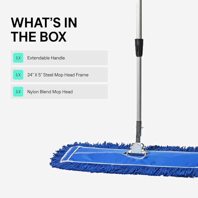 24 Inch Blue Commercial Dust Mop & Floor Sweeper - Image 2