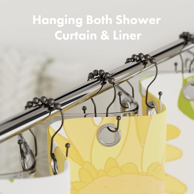 AmazerBath Shower Curtain Hooks, Shower Curtain Rings, Metal Bronze Shower - Image 2