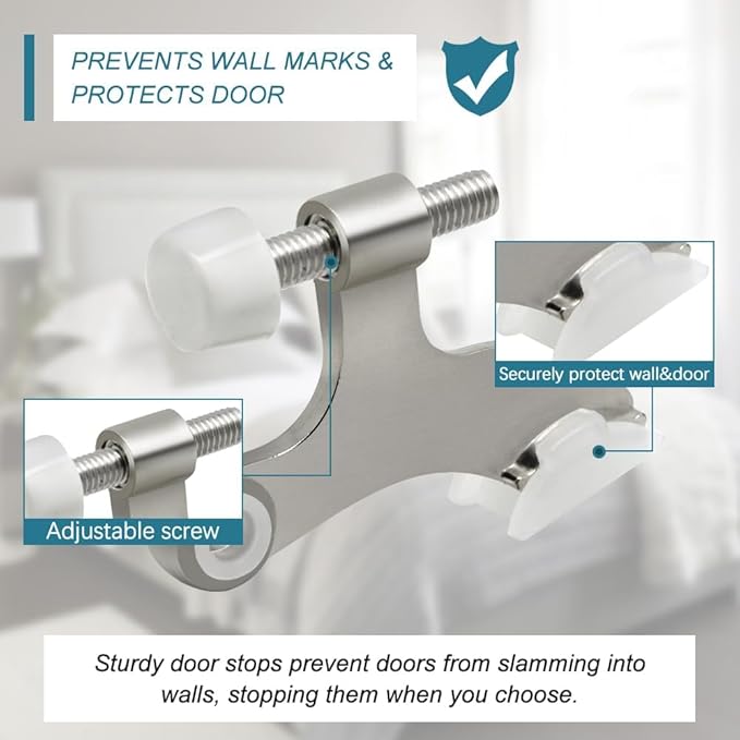 20 Pack Hinge Pin Brushed Nickel Door Stopper, Adjustable Heavy Duty Hinge Pin - Image 6