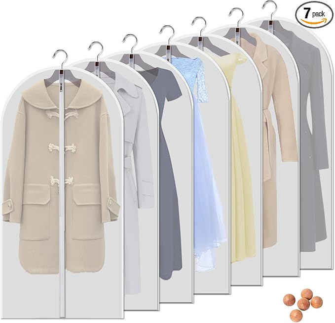 7-Pack 48-Inch Clear Garment Bags by VOSIGREEN