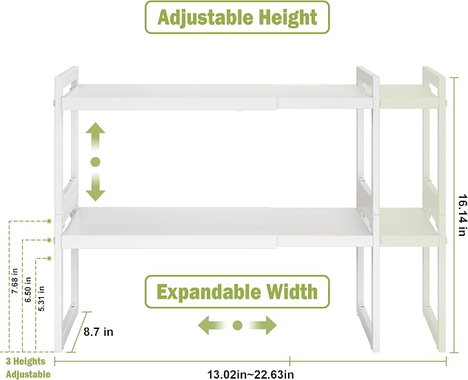 DOLALIKE Expandable Kitchen Countertop Organizer, Stackable Cabinet Shelf - Image 2