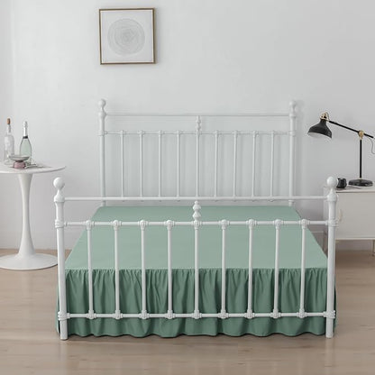 Bed Skirt Full Size Ruffled Bed Skirts with Split Corners, 16 Inch Drop Dust Ruffle Bed Skirt with Platform, Sage Green, 16" Full